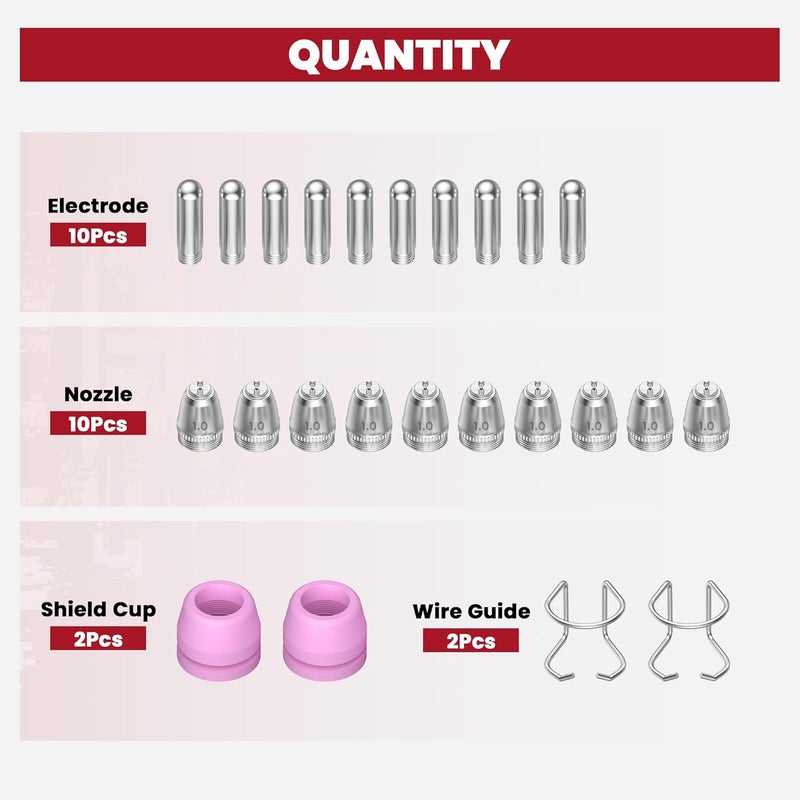 bestarc AG60P Plasma Cutter Consumables Cutting Torch Tip Nozzles Kit 24pcs For BTC500DP, BTC650DP - Image 3